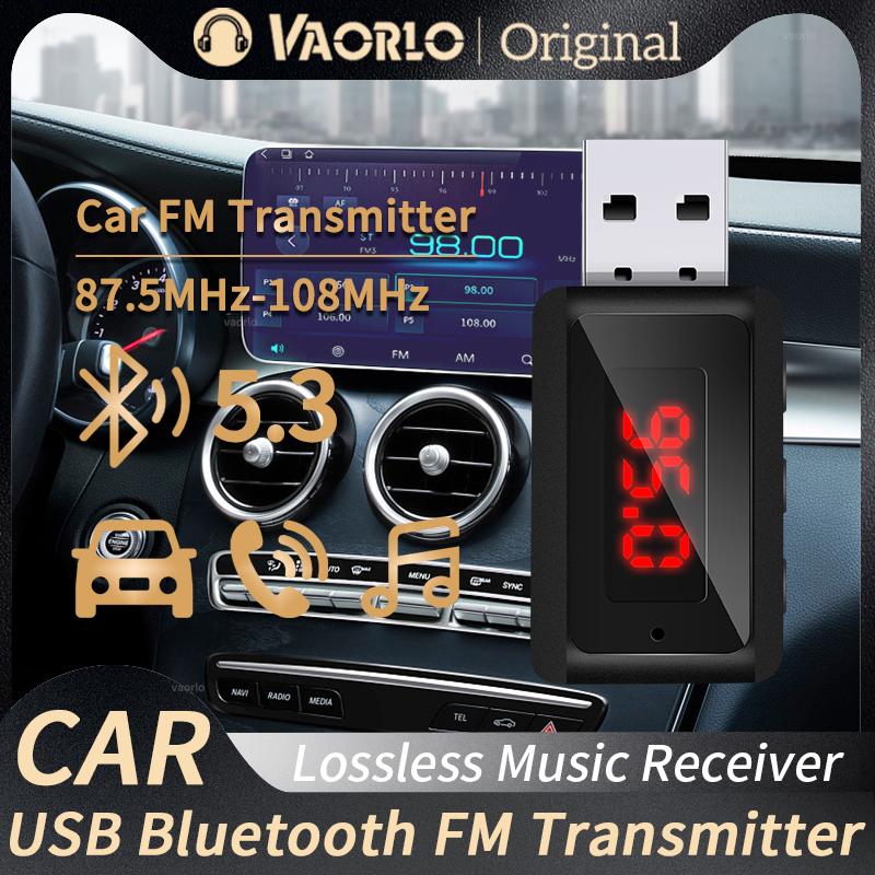 Автомобильный Bluetooth 5.3 FM-передатчик USB беспроводной аудиоадаптер с микрофоном Hands-Free звонки музыка для автомобильной аудиосистемы