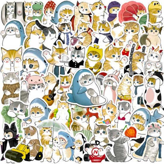 50Pcs Stationery Stickers Self-adhesive Waterproof Removable Tear-resistant Decorative Cute Cat Laptop Stickers Daily Use