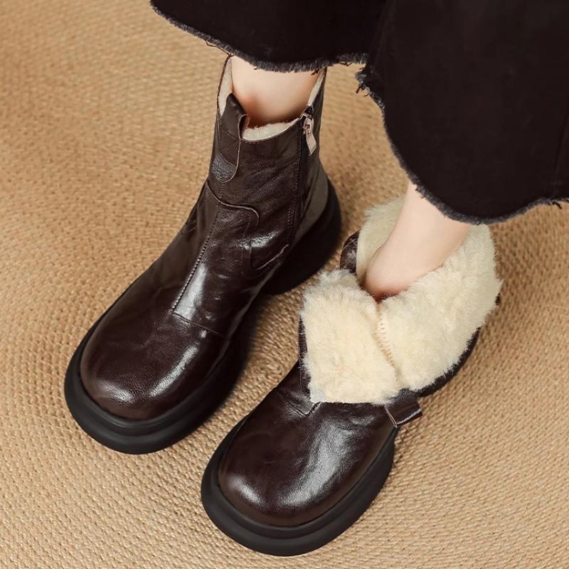 Женские ботильоны на плоской подошве Модные повседневные хлопковые туфли Зимние теплые снежные ботинки Комфортные дизайнерские ретро Женские ботинки