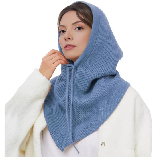 Мужской Женский Шаль Шарф Однотонный Регулируемый Шнурок Дизайн с Капюшоном Шарф 2 в 1 Зимний Уличный Накидка с Капюшоном