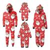 Комплект комбинезона на молнии с капюшоном и длинными рукавами для всей семьи с рождественским принтом