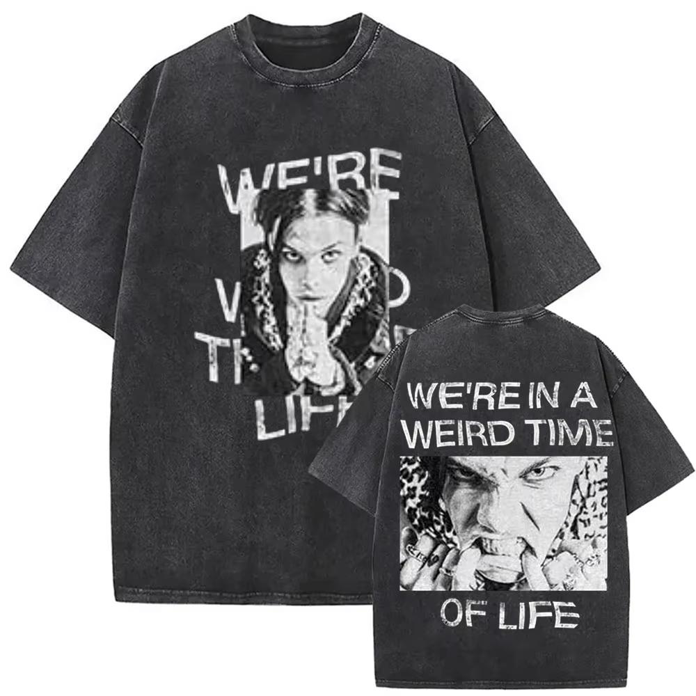 Винтажные стираные футболки Yungblud IDOLS The World Tour Мужские Женские Хип-хоп Высокое качество Готические Оверсайз Футболки Уличная одежда