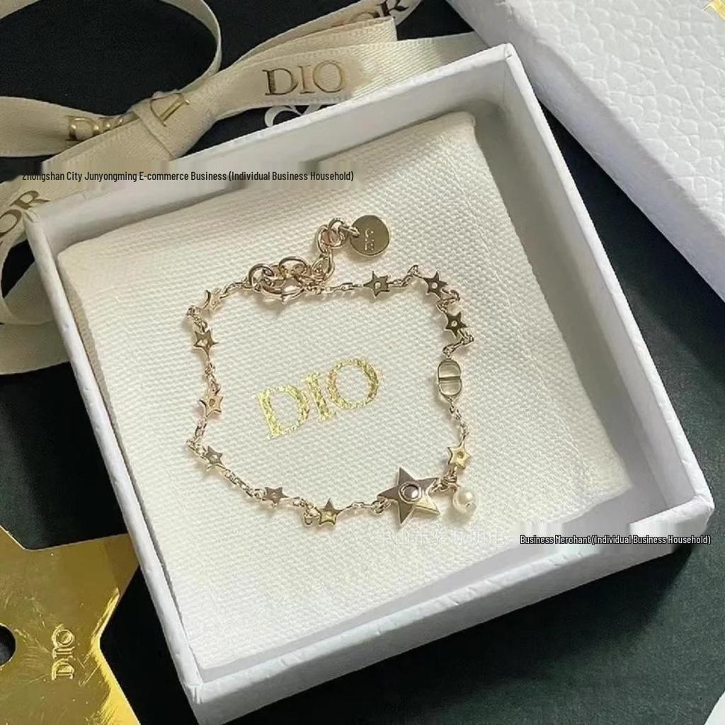 Высококачественный браслет Di Jia с цепочкой в виде букв, звезд, кисточек и жемчуга - Шикарные модные женские украшения