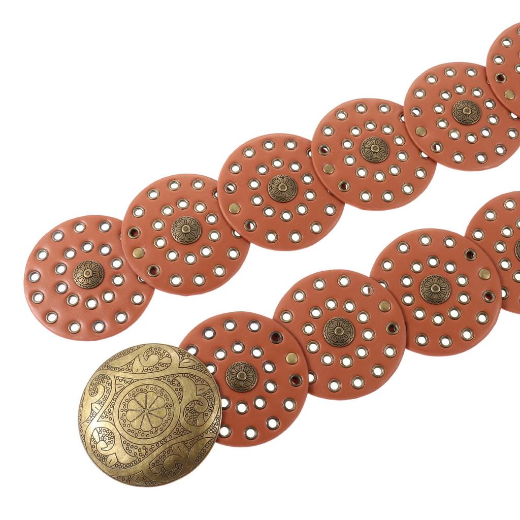 Western Style Disc Belt Y2K Wide Disc Belt Y2K Hollow Disc Belt Hollow Belt for Women