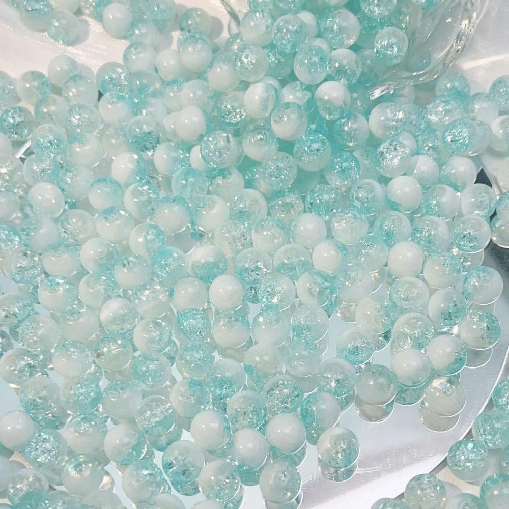 50/30 PCS Exquisite Crackle Beads Durable Round Color Glass Beads Loose Beads  Pendant making