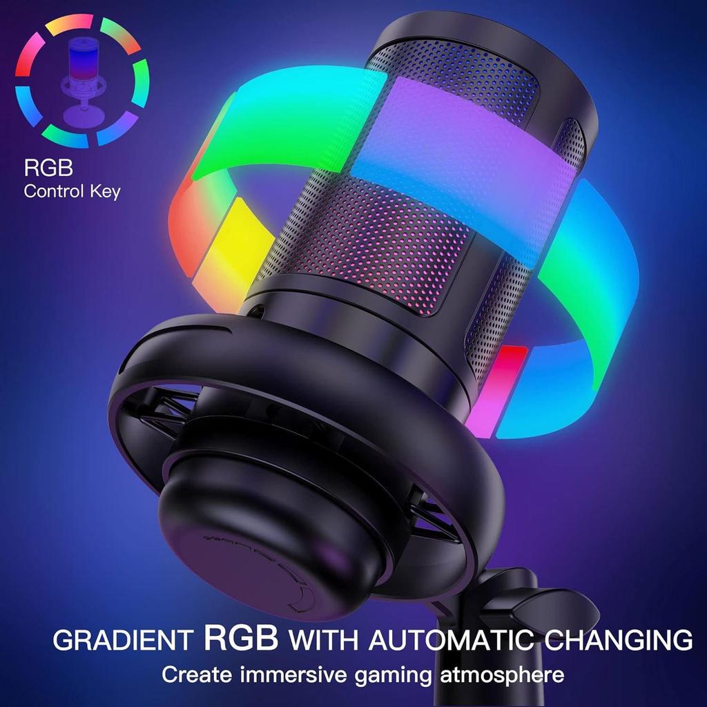 RGB Проводной микрофон-конденсатор для игр, пения, прямых трансляций и записи со звуковой картой (ME6S)
