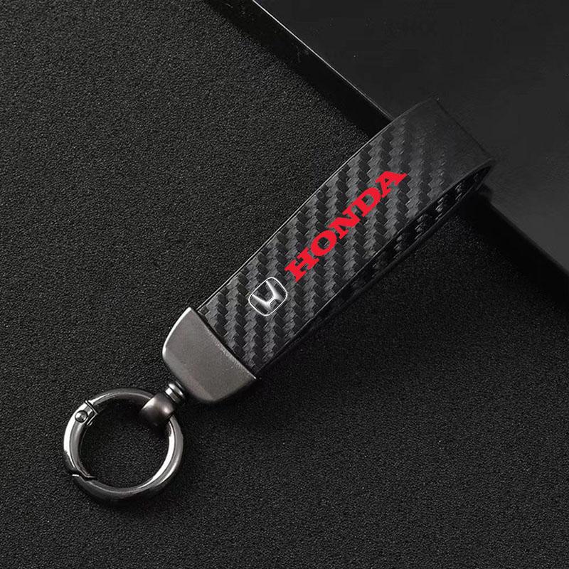 Carbon Fiber Leather Keychain Car Keychain Horseshoe Buckle Jewelry For Honda civic accord cr-v fit crosstour EB1