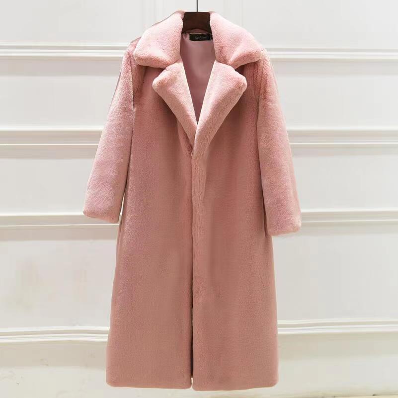Imitation Mink Coat Women's Medium and Long Autumn and Winter Imitation Mink Velvet Jacket Women's Large Size Thickened Jacket Loose Suit Collar