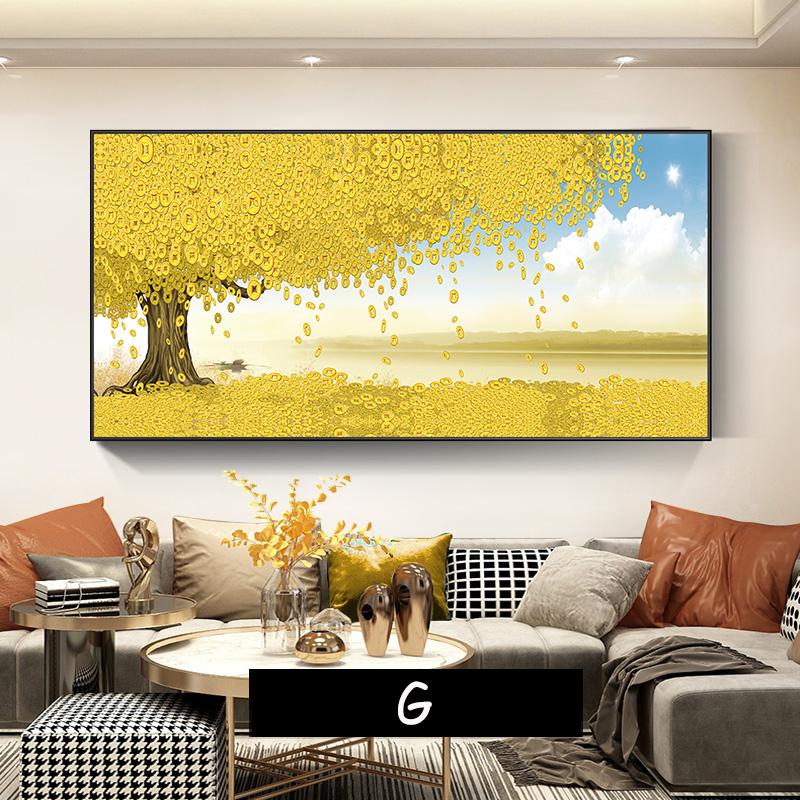 Yellow Golden Money Tree for Living Room Decoration Painting Rich Tree Canvas Painting Wall Pictures Landsdcape Posters Prints