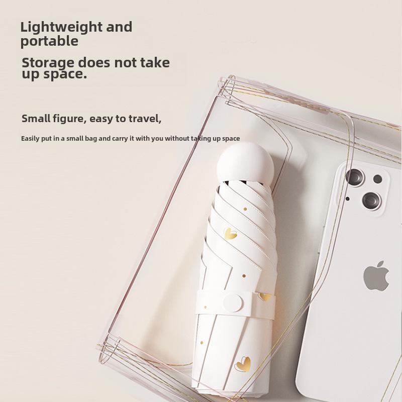 Компактный женский зонт с золотым тиснением: Защита от ультрафиолета, портативный складной, для солнца и дождя