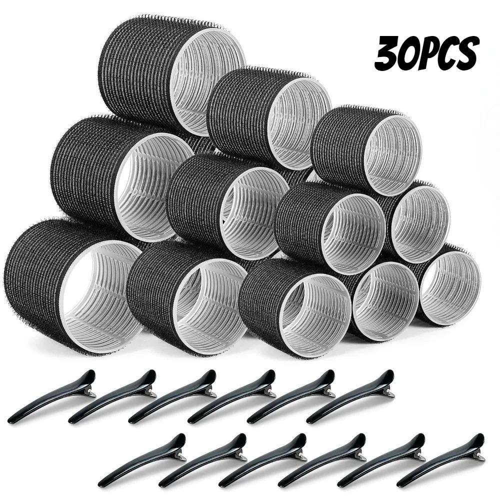 Набор для укладки волос без нагрева, 30 шт./набор, самозакрепляющиеся бигуди, 18 бигуди и 12 зажимов для самостоятельной укладки волос, просты в использовании