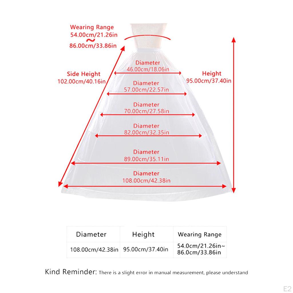 Wedding Dress Petticoat Underskirt with Hoops Long Skirt Crinoline for Evening