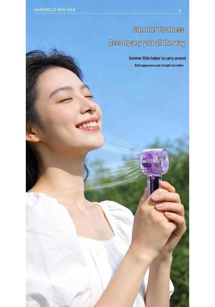 26-Color Mini Transparent Handheld Fan with USB Charging, Long Battery Life, and Three-Speed Wind
