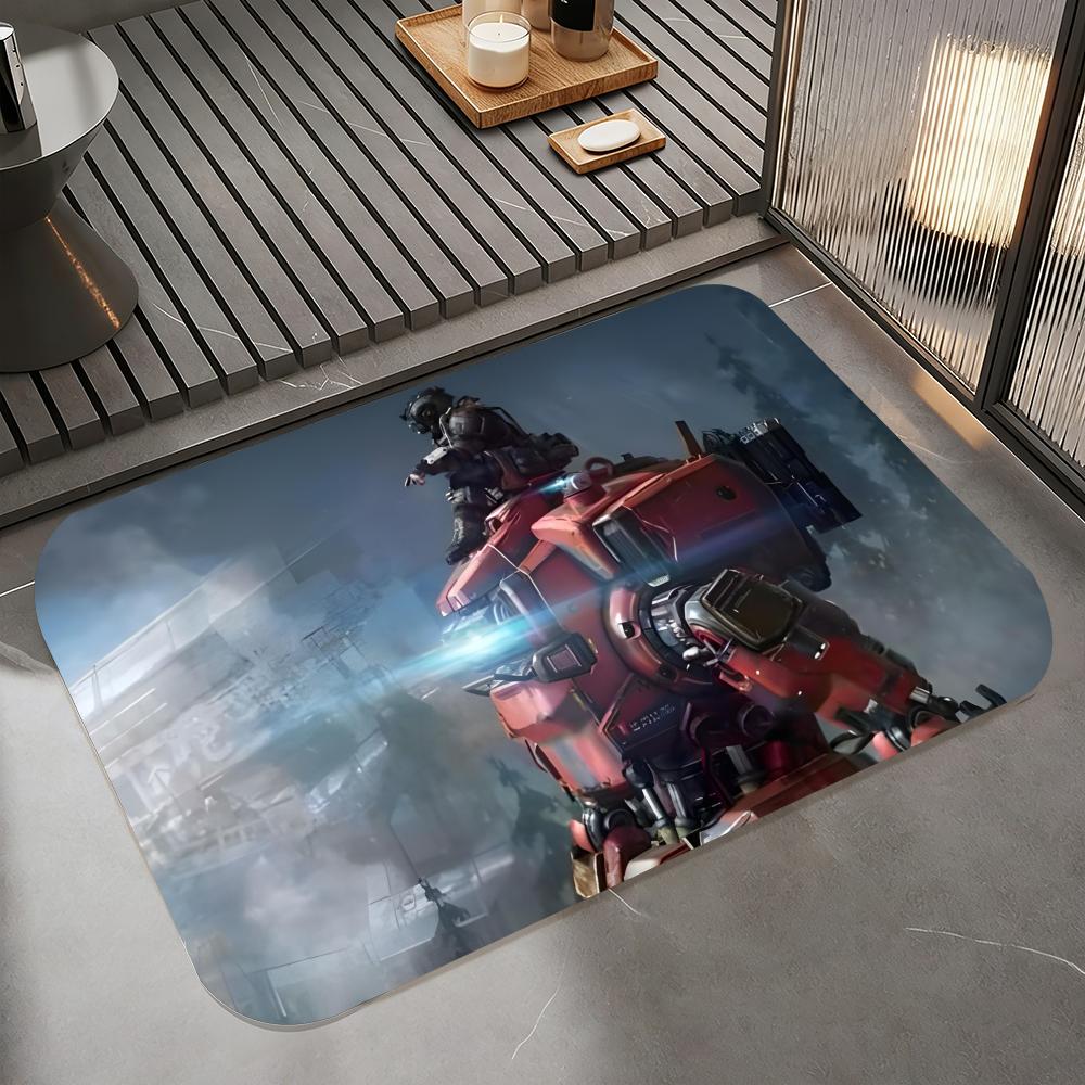 Аниме T-Titanfall II Напольный коврик, Диатомитовый коврик для ванной, Быстросохнущий, Впитывающий, Нескользящий коврик для двери