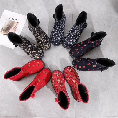 Зимние новые бархатные хлопковые теплые женские хлопковые ботинки с высокой талией, этнические ветрозащитные ботинки для женщин среднего и пожилого возраста, обувь для мам