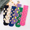 Funny Harajuku Women Casual Cartoon Fruit Sock Hot Sale Banana Avocado Lemon Egg Cookie Donuts Colorful Japanese Skateboard Sock