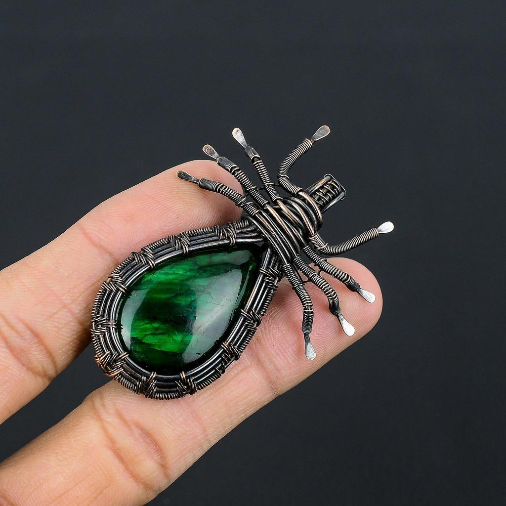 Green Flash Labradorite Pendant Gemstone Jewelry, 999 Copper Wire Wrapped Pendant, Handmade Jewelry Birthstone Pendant, Gift For Him