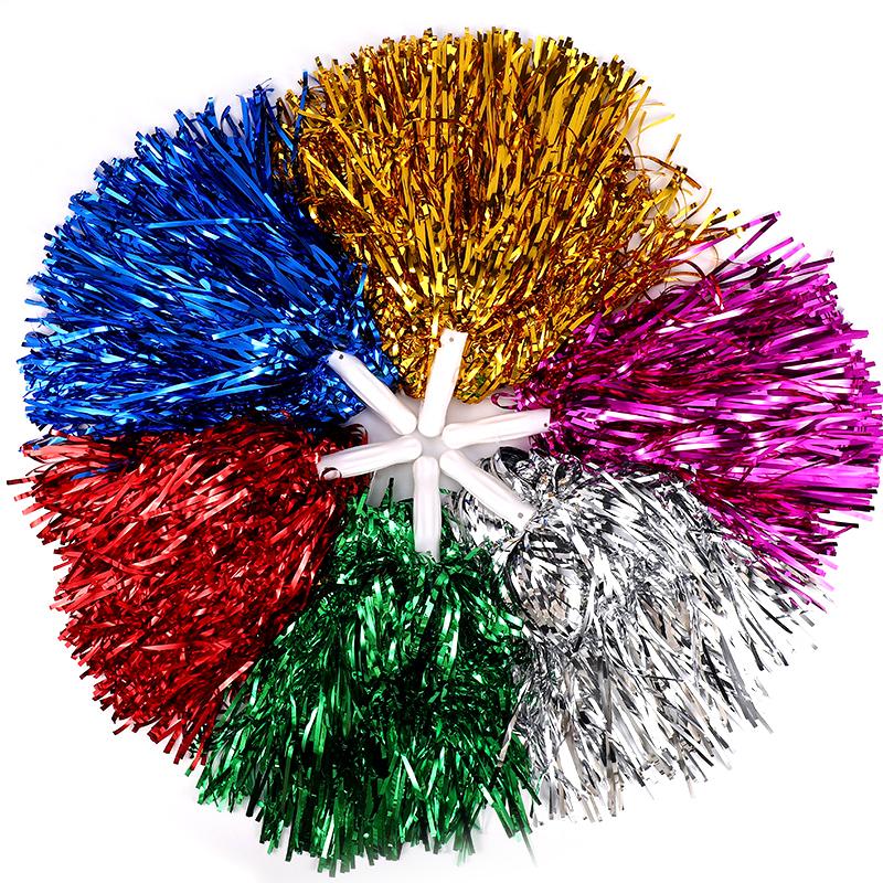Stunning Pair of Non-Fading Metallic Cheerleading Pom Poms, Ideal for Kids and Adults, Brilliant for Sports and Dance Teams