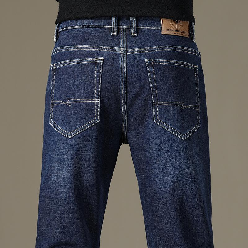 Autumn And Winter Heavy Fleece Men'S Jeans High Waist Straight Thick Men'S Warm Wear-Resistant Versatile Jeans