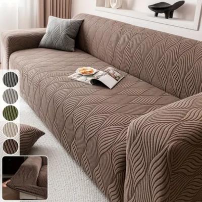 Жаккардовый бархатный полосатый чехол на диван, эластичный стрейч-защитный чехол, украшение для гостиных, спален и офисов - прочный и нескользящий