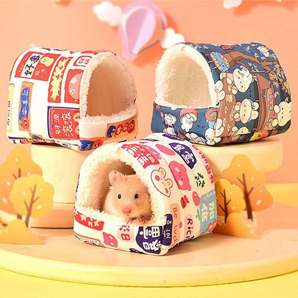 Rabbit Squirrel Hut Hamster House Winter Warm Guinea Pig Nest Soft Small Animal Sleeping Bed