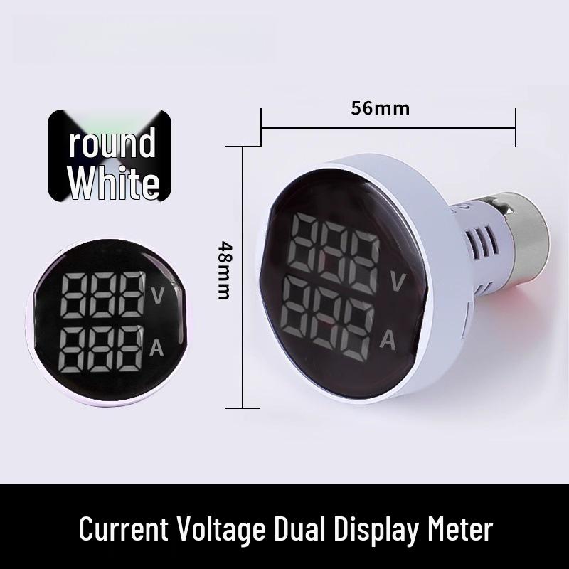 22mm Dual Display LED Voltage Current Frequency Meter - Round/Square