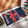 Boston Red Sox Crystal Velvet Rug, Custom Name Text Personalized Non‑Slip Floor Mat for Home Decor Gift