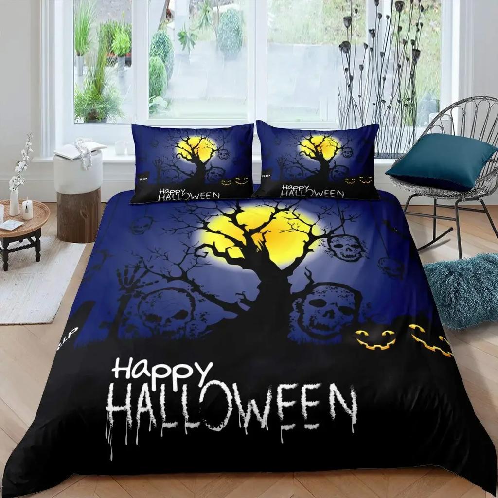 Комплект постельного белья «Halloween Tree» Queen King Horror Theme, пододеяльник, готический жуткий двойной пододеяльник, ветки, серый пододеяльник
