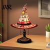 Low Energy Desk Lamp Stained Glass Style Witch Hat Lamp, USB Powered Resin Wizard Night Light Retro Gothic with Sun Star, Halloween Table for Bedroom