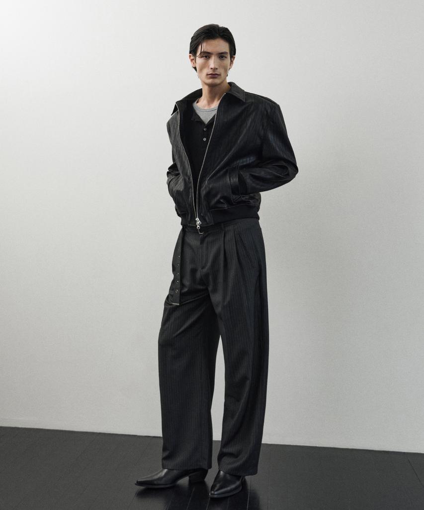 Blayer Align Crack Leather Crop Jacket [Black]