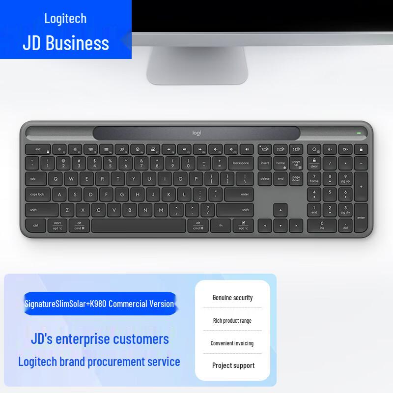 Logitech K980 Полноразмерная беспроводная солнечная клавиатура для нескольких устройств