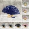 Складной веер с кисточкой, китайский бамбук, ручная роспись, цветочный принт, принт в виде листьев, танцевальное представление, реквизит для фотографий