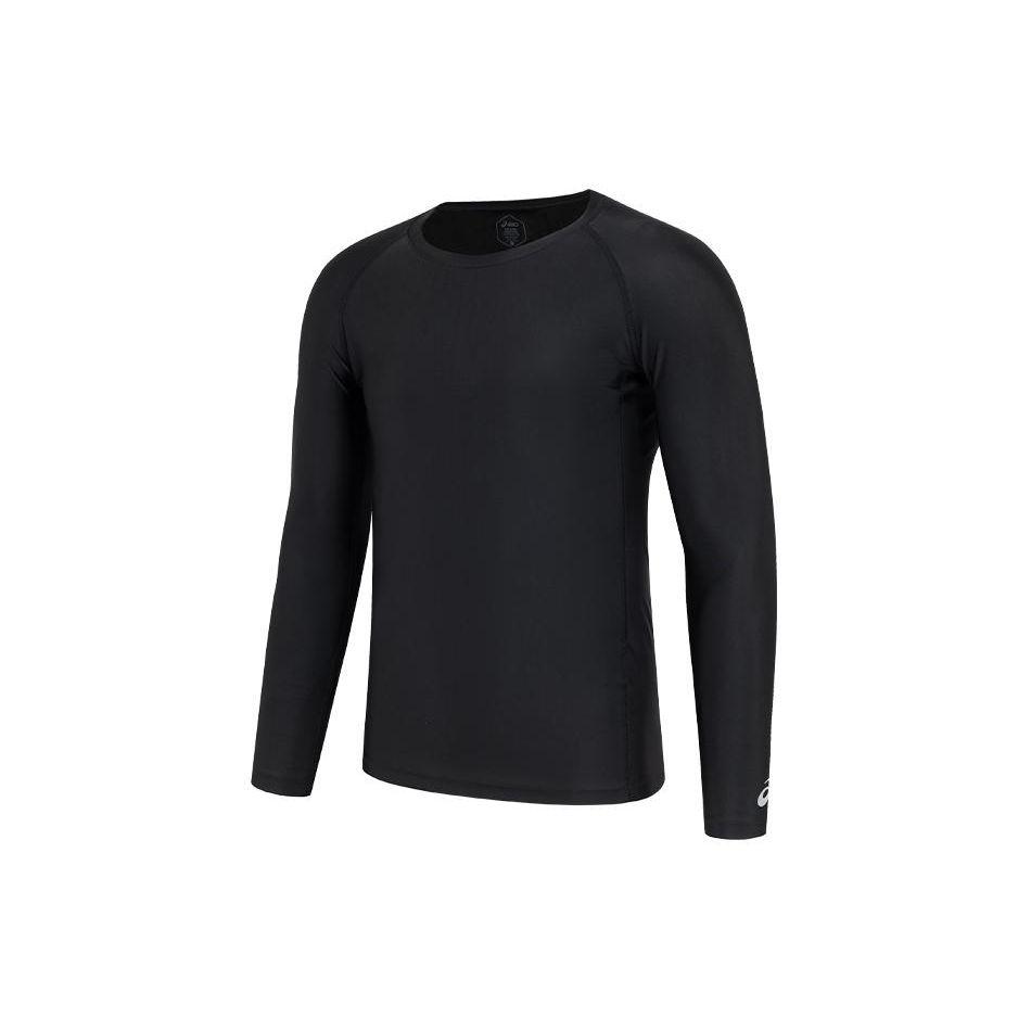 Asics Solid Color Crew Neck Quick Dry Long Sleeve T-Shirt Men Tops Black 2011C694-001