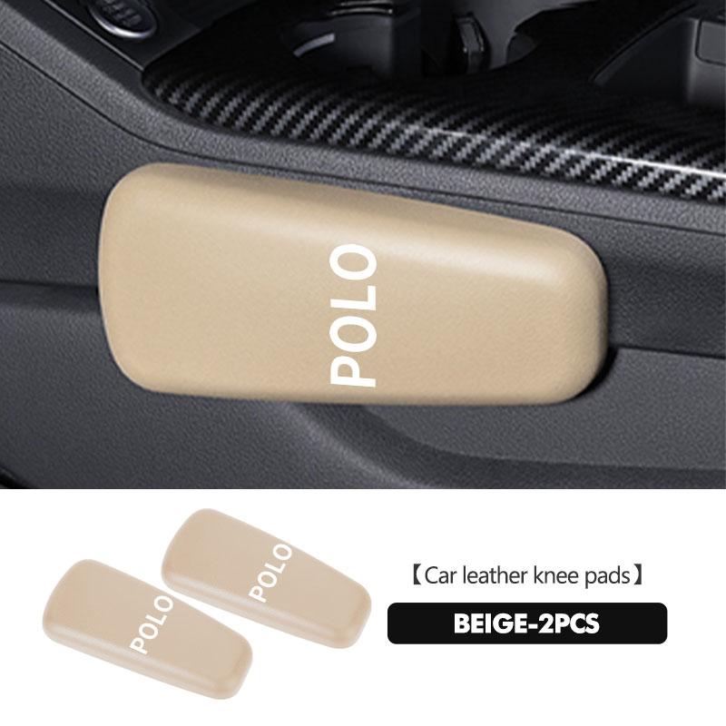 T30Emblems For Volkswagen VW Car Knee Pad Leather Elbow Rest Pad Headrest Car Accessories Golf Jetta Passat Mk4 Mk5 Mk6 CC B5 B6 B7