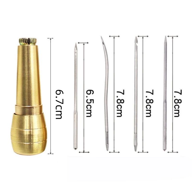 Набор для шитья кожи Сделай сам Шило для шитья кожи Игла с медной ручкой Набор Инструмент для ремонта кожи, парусины, палатки, обуви с нейлоновой нитью