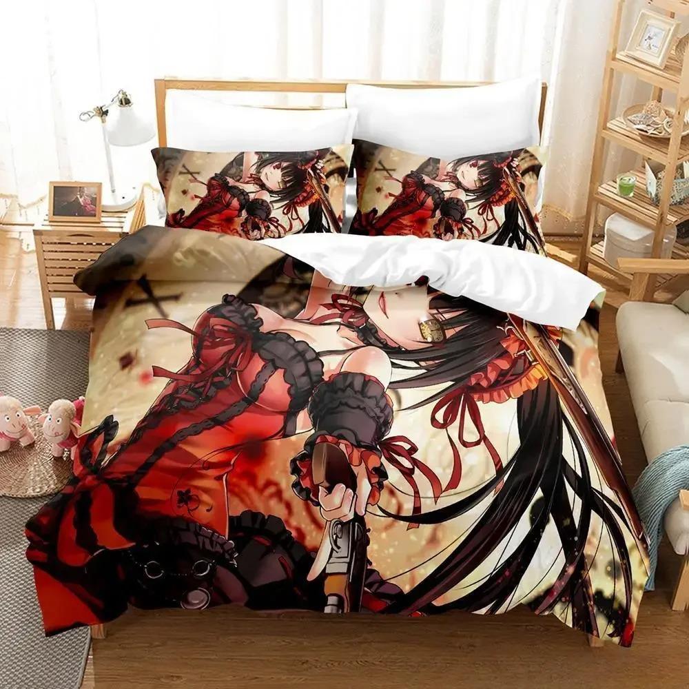 Новый комплект постельного белья Date A Live Tokisaki Kurumi Single Twin Full Queen King Size Bed Set Aldult Kid Bedroom Duvet cover Sets Anime