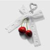 Phone Charms Ribbon Bow Keychain Leopard Pattern Heart Phone Chains Pearl Bow Pendant  Women Girls