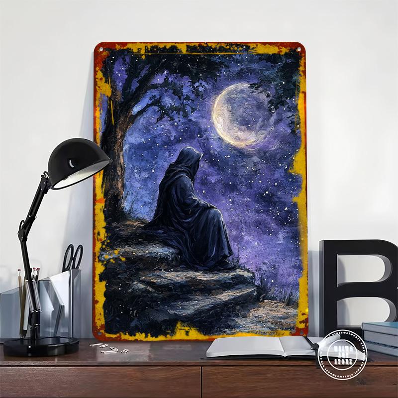 Night Sky Watcher Tin Plaque Poster Customized Wall Art Retro Vintage Metal Signs for Man Cave Decoration Living Room Decor Men
