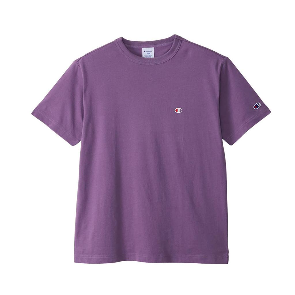 Champion Short Logo Short Sleeve XL T-shirt, Sleeve, 100% Cotton, Classic, One-point Embroidery, T-shirt, Basic, C3-P300Z, Men's, Violet,