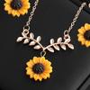 4 шт./компл. женский комплект ювелирных изделий в форме подсолнуха, яркий декор из нержавеющей стали, женское ожерелье, кольцо, ювелирные изделия