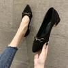 Women's Summer Footwear Low Heel Elegant Shoes for Woman 2024 Pointed Toe Black Square Heels Y2k Beau Today Genuine Mark Dress E