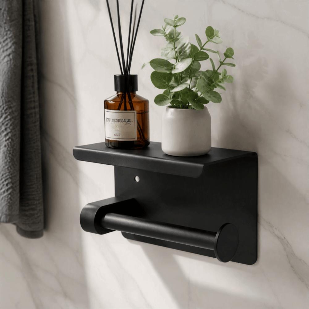 Silver Black Tissue Dispenser Wall Mounted Roll Paper Holder Toilet Paper Holder Space Saving