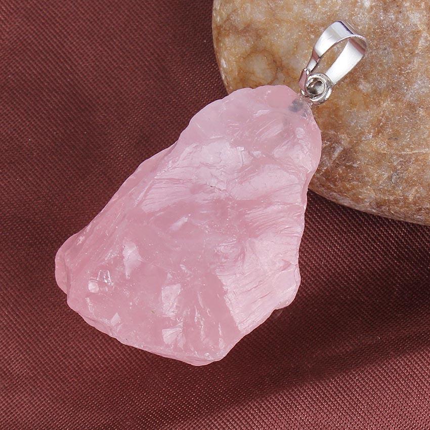 HZ Purple Precious Stones Natural Irregular Rose Quartz Reiki Bead Healing Crystal Pendants Jewelry
