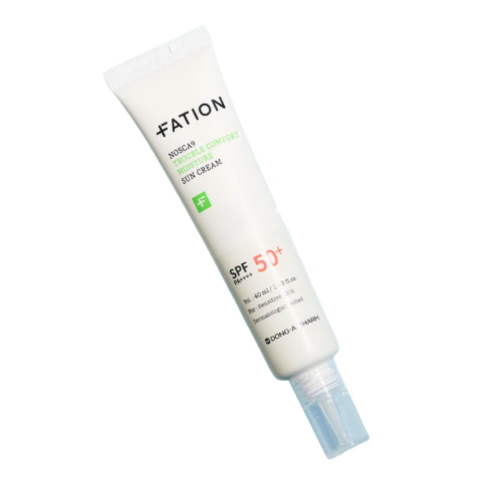FATION Nosca9 Trouble Comfort Watery Sunscreen SPF50+ PA++++: Ultra-Hydrating & Soothing UV Protection for Sensitive and Blemish-Prone Skin