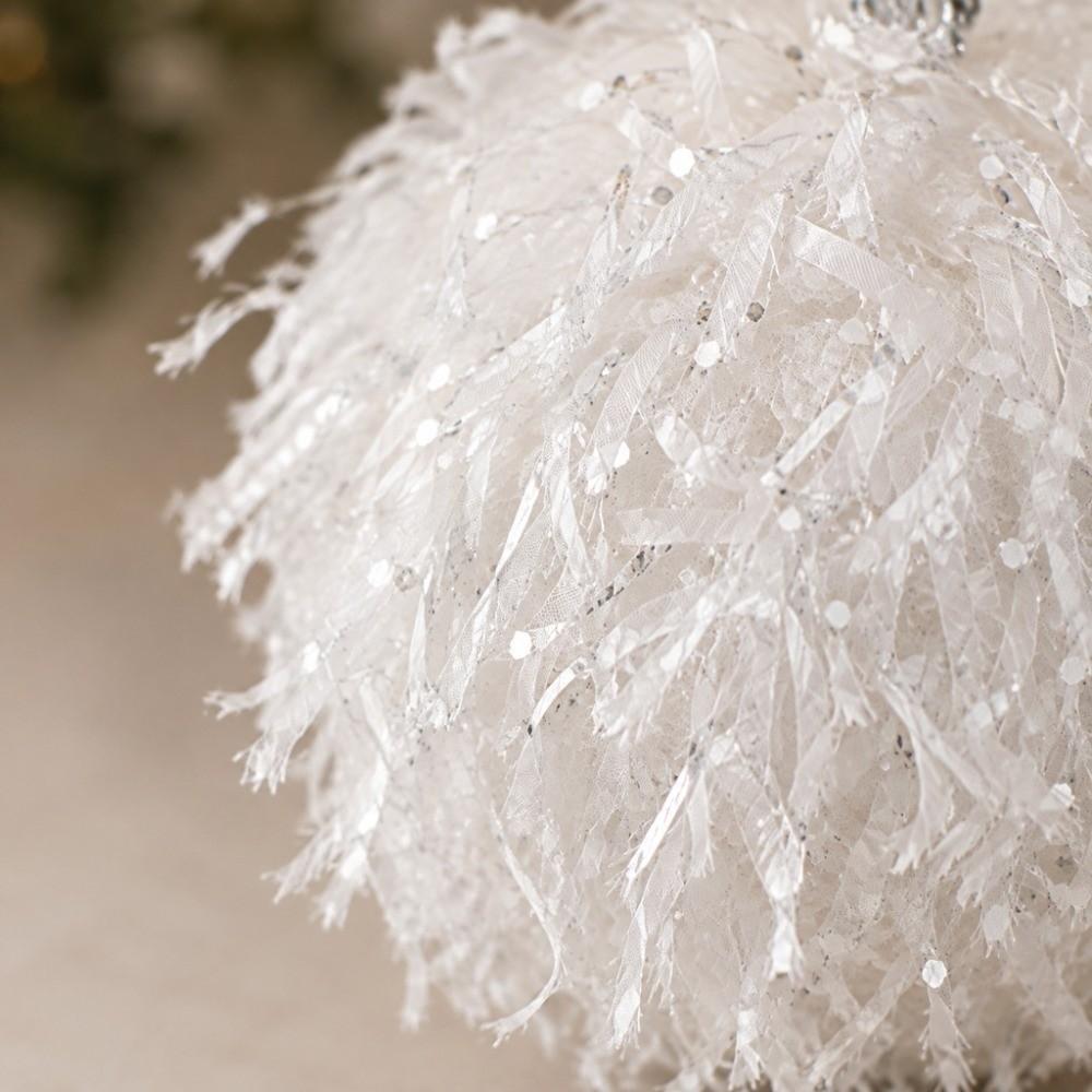 Silver Tinsel Ribbon Xmas Bauble Foam Foam Ball Pendant Christmas Decoration  Home Xmas Decor