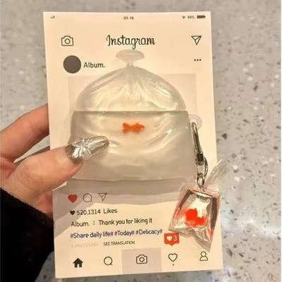 Силиконовый чехол для золотых рыбок с подвеской для беспроводных наушников Bluetooth, подходящий для Airpods1/2/3/4/pro, модные аксессуары для наушников