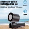 Portable  Conditioner Fan With  Function, 4000mAh Rechargeable Battery, Transparent Mechanical Fan Design, And Comes With A Lightweight Lanyard.
