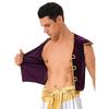 Mens Arabian Prince Costume Cap Sleeve V Neckline Braided Trimming Vest Waistcoat Halloween Cosplay Dress Up