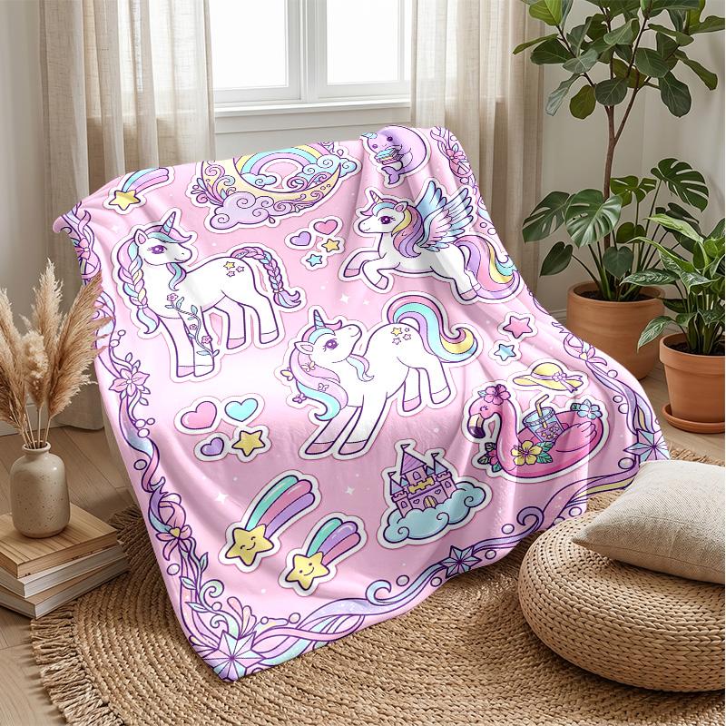 Fantasy Sea Unicorn Theme blanket Lightweight Warm Flannel Blanket Decorative Throw Blanket for Home Decoration