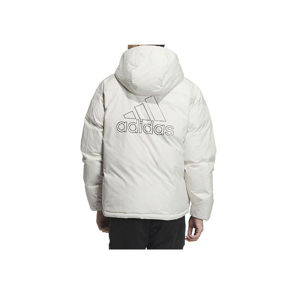 adidas Двусторонний пуховик с капюшоном и буквенным логотипом, мужская верхняя одежда, бежевый IS0372